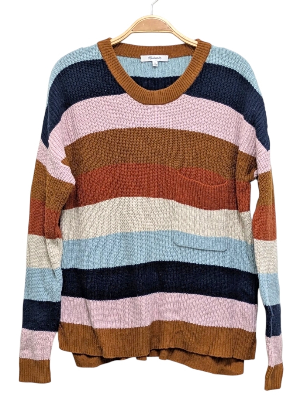 Madewell Rainbow Stripe Thompson Color Block Pullover Preppy Sweater XS - Picture 3 of 10